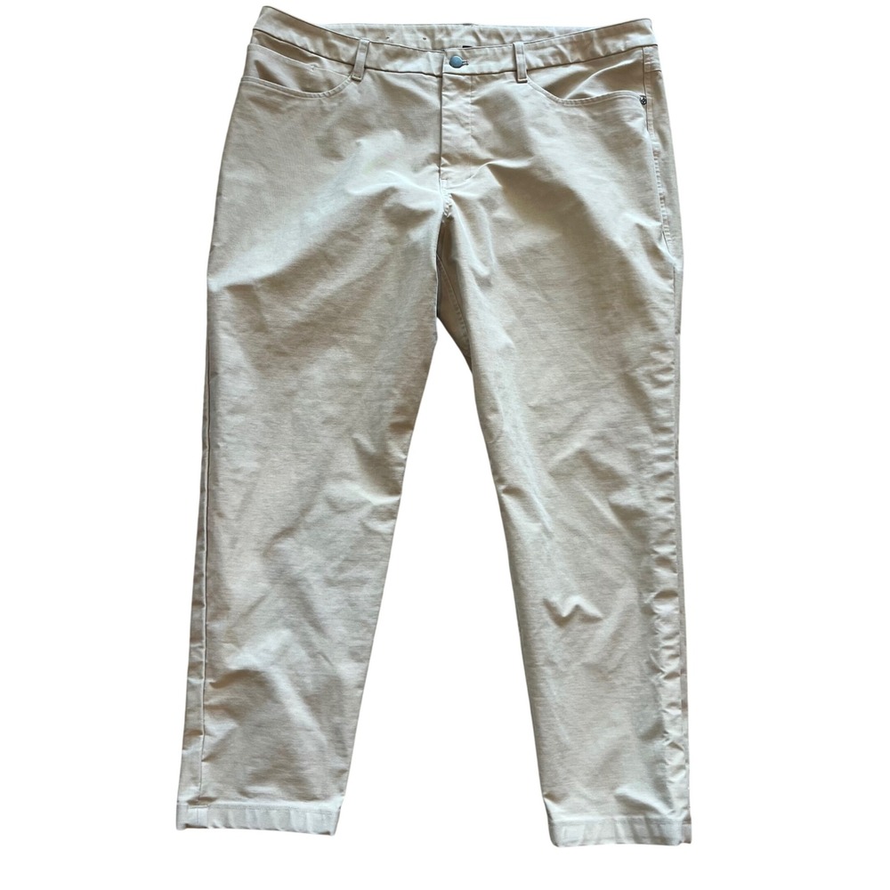 Lululemon ABC SlimFit 5Pocket Pant Men 40 Tan Khaki Stretch Cotton Blend LM5AY4S